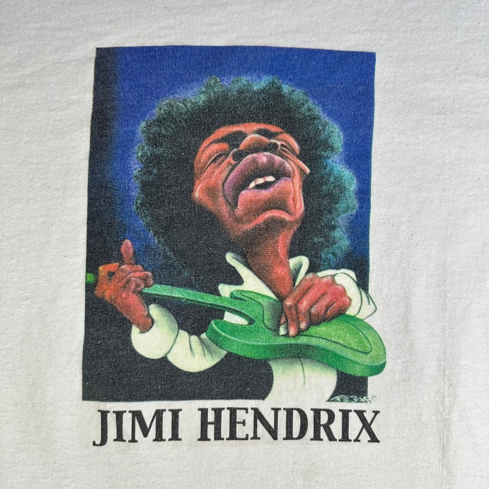 Vintage Jimi Hendrix Caricature‎ T-Shirt Mens Large - *WITH STAINS*